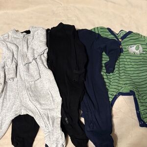 Striped Green and Navy Kids One Piece